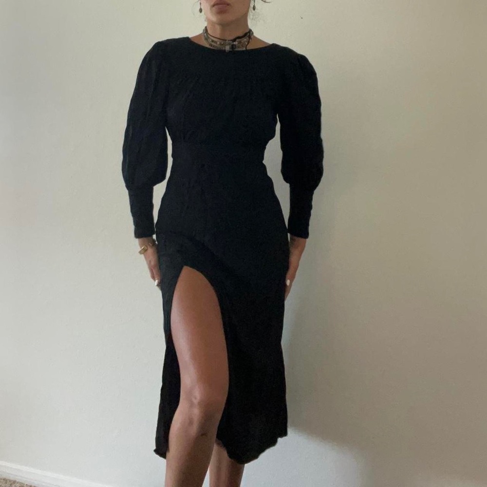 Topshop slit black dress size small